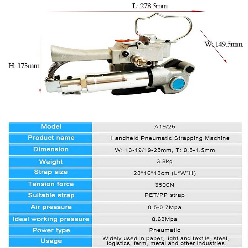 Handheld pneumatic combination Tool for Strapping, Pet Strapping Tool, Pneumatic Strapping Tool, Combination Strapping Tool Tragbares pneumatisches Kombinationsgerät für die Umreifung, Haustierumreifungsgerät, pneumatisches Umreifungsgerät, Kombinationsumreifungsgerät
