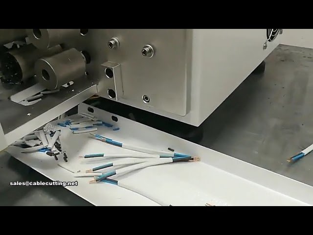 Automatische Drahtschneide-, Abisolier- und Verdrehmaschine in Aktion