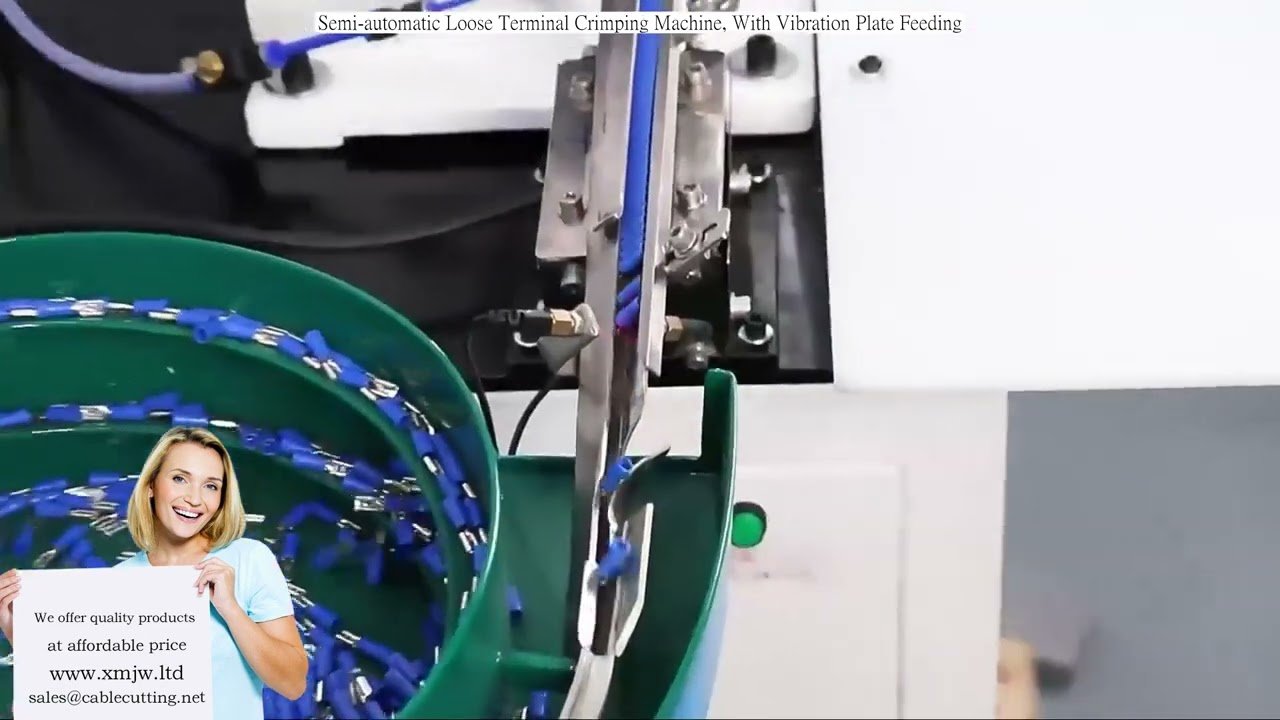 Halbautomatische Crimpmaschine für lose Anschlüsse mit Vibrationsplattenzuführung